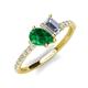 4 - Zahara 9x7 mm Pear Emerald and 7x5 mm IGI Certified Emerald Cut Lab Grown Diamond 2 Stone Duo Ring 
