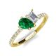 4 - Zahara 9x7 mm Pear Emerald and 7x5 mm Emerald Cut White Sapphire 2 Stone Duo Ring 