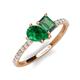 4 - Zahara 9x7 mm Pear Emerald and 7x5 mm Emerald Cut Lab Created Alexandrite 2 Stone Duo Ring 