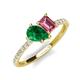 4 - Zahara 9x7 mm Pear Emerald and 7x5 mm Emerald Cut Pink Tourmaline 2 Stone Duo Ring 