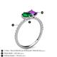 5 - Zahara 9x7 mm Pear Emerald and 7x5 mm Emerald Cut Amethyst 2 Stone Duo Ring 