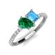 4 - Zahara 9x7 mm Pear Emerald and 7x5 mm Emerald Cut Blue Topaz 2 Stone Duo Ring 