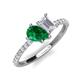 4 - Zahara 9x7 mm Pear Emerald and 7x5 mm Emerald Cut White Sapphire 2 Stone Duo Ring 