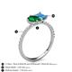 5 - Zahara 9x7 mm Pear Emerald and 7x5 mm Emerald Cut Blue Topaz 2 Stone Duo Ring 