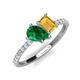 4 - Zahara 9x7 mm Pear Emerald and 7x5 mm Emerald Cut Citrine 2 Stone Duo Ring 