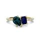 1 - Zahara 9x6 mm Pear London Blue Topaz and 7x5 mm Emerald Cut Lab Created Blue Sapphire 2 Stone Duo Ring 