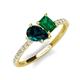 4 - Zahara 9x6 mm Pear London Blue Topaz and 7x5 mm Emerald Cut Lab Created Emerald 2 Stone Duo Ring 