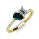 4 - Zahara 9x6 mm Pear London Blue Topaz and IGI Certified 7x5 mm Emerald Cut Lab Grown Diamond 2 Stone Duo Ring 