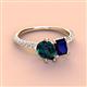 3 - Zahara 9x6 mm Pear London Blue Topaz and 7x5 mm Emerald Cut Lab Created Blue Sapphire 2 Stone Duo Ring 