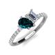 4 - Zahara 9x6 mm Pear London Blue Topaz and IGI Certified 7x5 mm Emerald Cut Lab Grown Diamond 2 Stone Duo Ring 