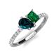 4 - Zahara 9x6 mm Pear London Blue Topaz and 7x5 mm Emerald Cut Lab Created Emerald 2 Stone Duo Ring 