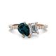 1 - Zahara 9x6 mm Pear London Blue Topaz and 7x5 mm Emerald Cut Forever One Moissanite 2 Stone Duo Ring 
