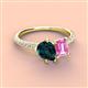 3 - Zahara 9x6 mm Pear London Blue Topaz and 7x5 mm Emerald Cut Lab Created Pink Sapphire 2 Stone Duo Ring 