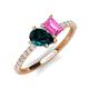 4 - Zahara 9x6 mm Pear London Blue Topaz and 7x5 mm Emerald Cut Lab Created Pink Sapphire 2 Stone Duo Ring 
