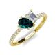 4 - Zahara 9x6 mm Pear London Blue Topaz and 7x5 mm Emerald Cut White Sapphire 2 Stone Duo Ring 