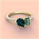 3 - Zahara 9x6 mm Pear London Blue Topaz and 7x5 mm Emerald Cut Lab Created Alexandrite 2 Stone Duo Ring 