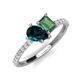 4 - Zahara 9x6 mm Pear London Blue Topaz and 7x5 mm Emerald Cut Lab Created Alexandrite 2 Stone Duo Ring 