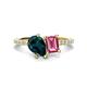 1 - Zahara 9x6 mm Pear London Blue Topaz and 7x5 mm Emerald Cut Pink Tourmaline 2 Stone Duo Ring 