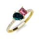 4 - Zahara 9x6 mm Pear London Blue Topaz and 7x5 mm Emerald Cut Pink Tourmaline 2 Stone Duo Ring 