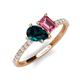 4 - Zahara 9x6 mm Pear London Blue Topaz and 7x5 mm Emerald Cut Pink Tourmaline 2 Stone Duo Ring 
