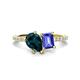 1 - Zahara 9x6 mm Pear London Blue Topaz and 7x5 mm Emerald Cut Tanzanite 2 Stone Duo Ring 