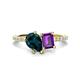 1 - Zahara 9x6 mm Pear London Blue Topaz and 7x5 mm Emerald Cut Amethyst 2 Stone Duo Ring 