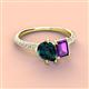 3 - Zahara 9x6 mm Pear London Blue Topaz and 7x5 mm Emerald Cut Amethyst 2 Stone Duo Ring 