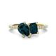 1 - Zahara 9x6 mm Pear and 7x5 mm Emerald Cut London Blue Topaz 2 Stone Duo Ring 