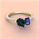 3 - Zahara 9x6 mm Pear London Blue Topaz and 7x5 mm Emerald Cut Iolite 2 Stone Duo Ring 