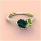 3 - Zahara 9x6 mm Pear London Blue Topaz and 7x5 mm Emerald Cut Peridot 2 Stone Duo Ring 