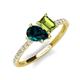 4 - Zahara 9x6 mm Pear London Blue Topaz and 7x5 mm Emerald Cut Peridot 2 Stone Duo Ring 