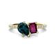1 - Zahara 9x6 mm Pear London Blue Topaz and 7x5 mm Emerald Cut Rhodolite Garnet 2 Stone Duo Ring 