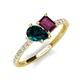 4 - Zahara 9x6 mm Pear London Blue Topaz and 7x5 mm Emerald Cut Rhodolite Garnet 2 Stone Duo Ring 