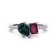 1 - Zahara 9x6 mm Pear London Blue Topaz and 7x5 mm Emerald Cut Rhodolite Garnet 2 Stone Duo Ring 