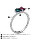 5 - Zahara 9x6 mm Pear London Blue Topaz and 7x5 mm Emerald Cut Rhodolite Garnet 2 Stone Duo Ring 