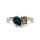1 - Zahara 9x6 mm Pear London Blue Topaz and 7x5 mm Emerald Cut Smoky Quartz 2 Stone Duo Ring 