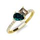 4 - Zahara 9x6 mm Pear London Blue Topaz and 7x5 mm Emerald Cut Smoky Quartz 2 Stone Duo Ring 
