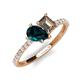 4 - Zahara 9x6 mm Pear London Blue Topaz and 7x5 mm Emerald Cut Smoky Quartz 2 Stone Duo Ring 