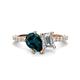 1 - Zahara 9x6 mm Pear London Blue Topaz and IGI Certified 7x5 mm Emerald Cut Lab Grown Diamond 2 Stone Duo Ring 