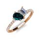 4 - Zahara 9x6 mm Pear London Blue Topaz and IGI Certified 7x5 mm Emerald Cut Lab Grown Diamond 2 Stone Duo Ring 