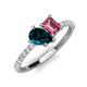 4 - Zahara 9x6 mm Pear London Blue Topaz and 7x5 mm Emerald Cut Pink Tourmaline 2 Stone Duo Ring 