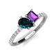 4 - Zahara 9x6 mm Pear London Blue Topaz and 7x5 mm Emerald Cut Amethyst 2 Stone Duo Ring 