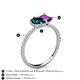 5 - Zahara 9x6 mm Pear London Blue Topaz and 7x5 mm Emerald Cut Amethyst 2 Stone Duo Ring 