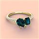 3 - Zahara 9x6 mm Pear and 7x5 mm Emerald Cut London Blue Topaz 2 Stone Duo Ring 