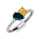 4 - Zahara 9x6 mm Pear London Blue Topaz and 7x5 mm Emerald Cut Citrine 2 Stone Duo Ring 