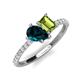 4 - Zahara 9x6 mm Pear London Blue Topaz and 7x5 mm Emerald Cut Peridot 2 Stone Duo Ring 