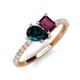 4 - Zahara 9x6 mm Pear London Blue Topaz and 7x5 mm Emerald Cut Rhodolite Garnet 2 Stone Duo Ring 