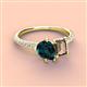 3 - Zahara 9x6 mm Pear London Blue Topaz and 7x5 mm Emerald Cut Smoky Quartz 2 Stone Duo Ring 