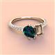 3 - Zahara 9x6 mm Pear London Blue Topaz and 7x5 mm Emerald Cut Smoky Quartz 2 Stone Duo Ring 