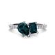 1 - Zahara 9x6 mm Pear and 7x5 mm Emerald Cut London Blue Topaz 2 Stone Duo Ring 